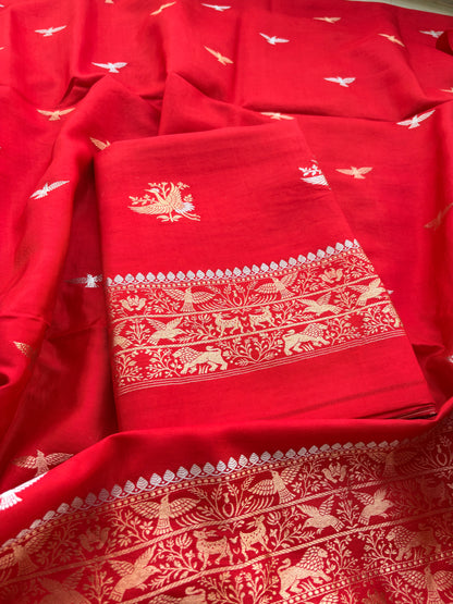 Red raw mango silk suit set