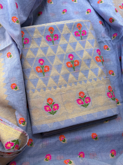 Grey Chanderi meenadar suit set