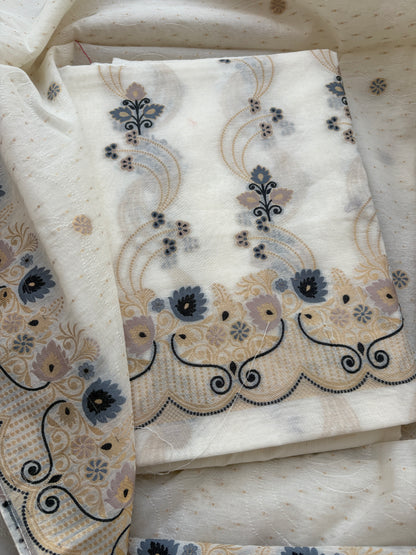 White base meenadar Chanderi suit set