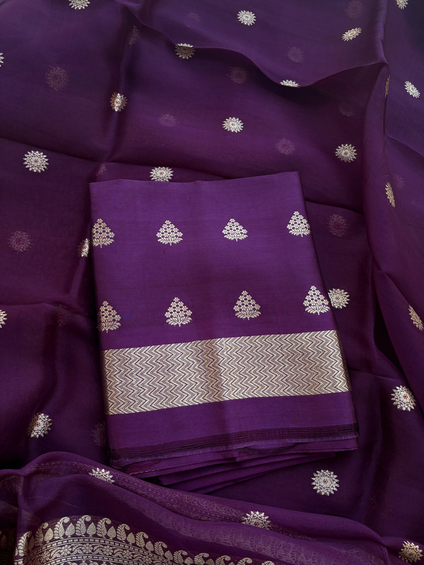 Purple mango silk kadhwa suit set