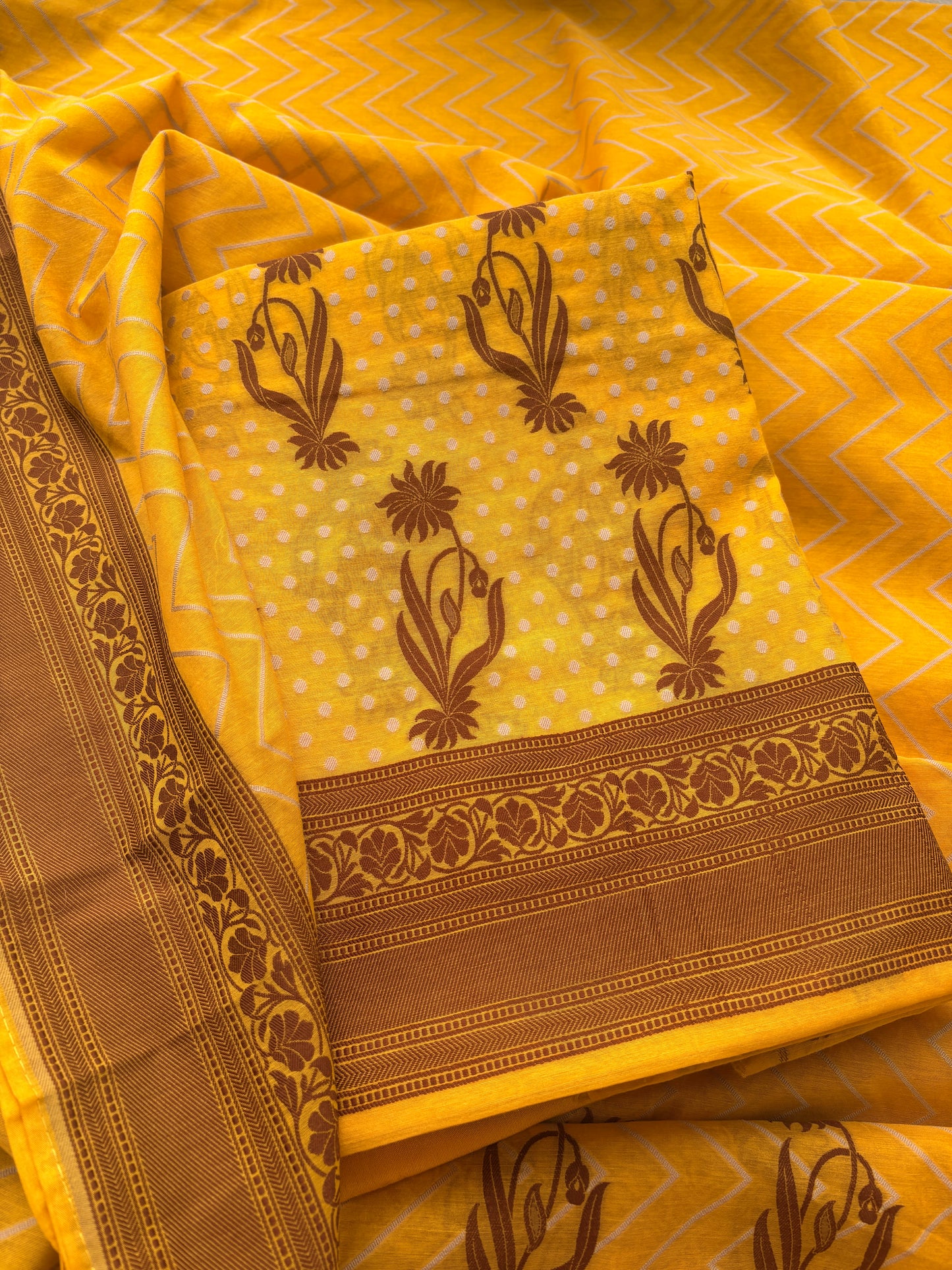 Mustard Resham weaving Chanderi suit set( cc-09)
