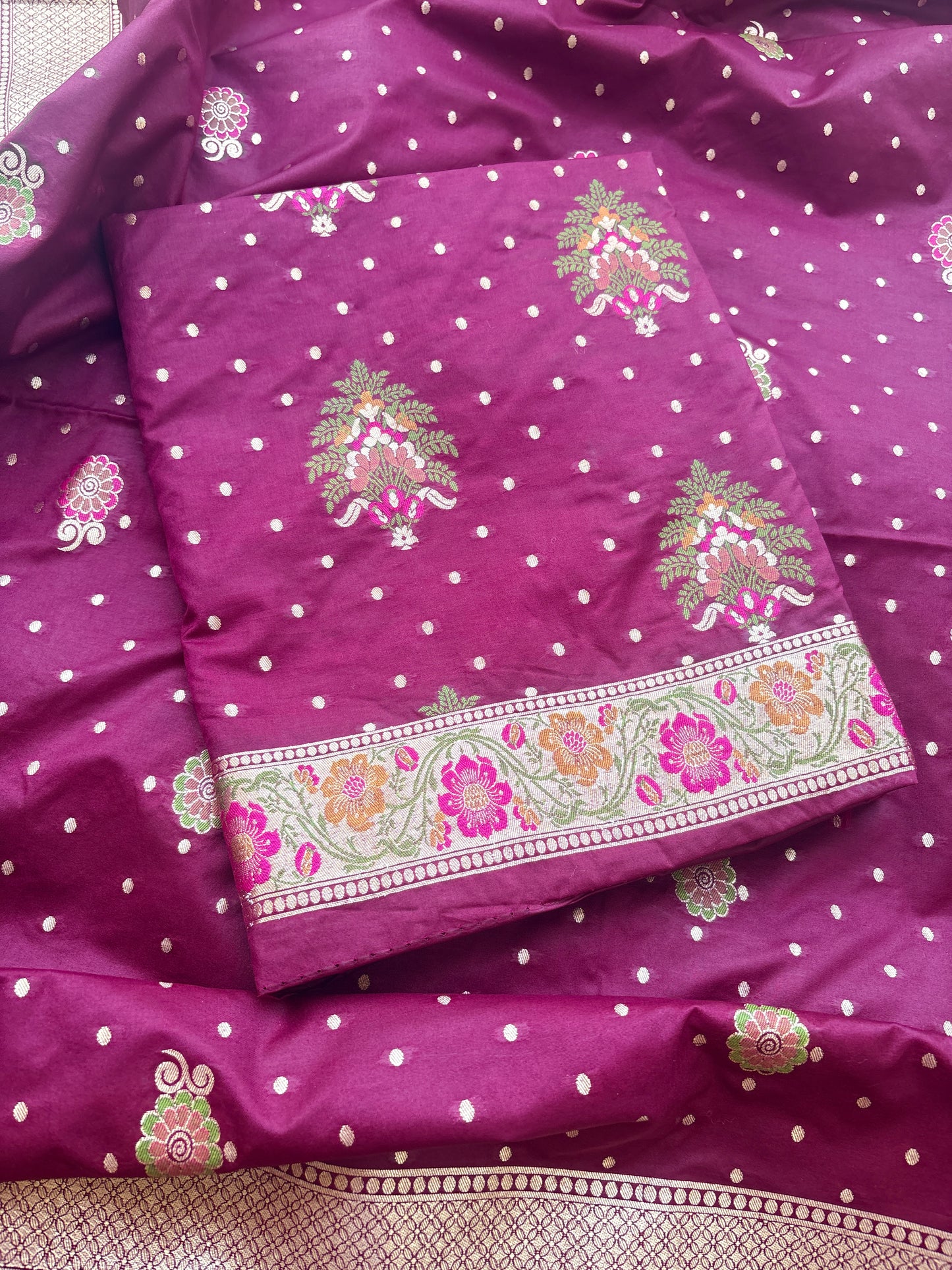 Magenta meenadar premium silk suit set