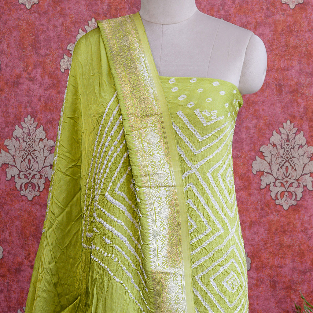 Green bandhani radha krishna suit set