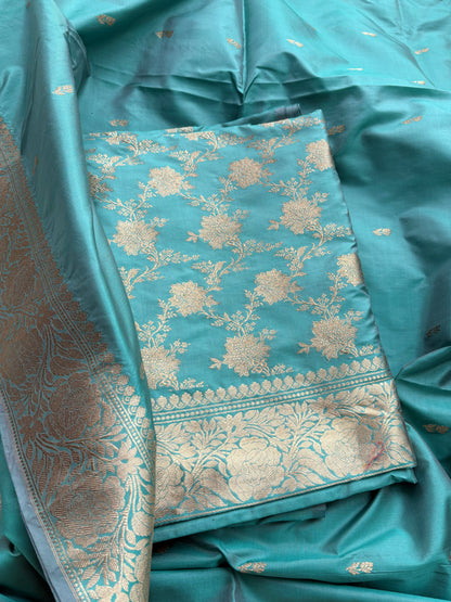Blue jaal katan by Katan silk suit set