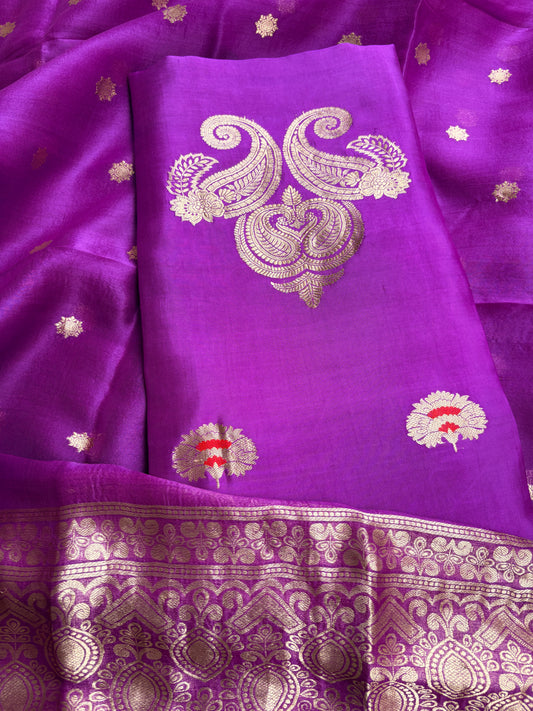 Magenta mango silk kadhwa suit set