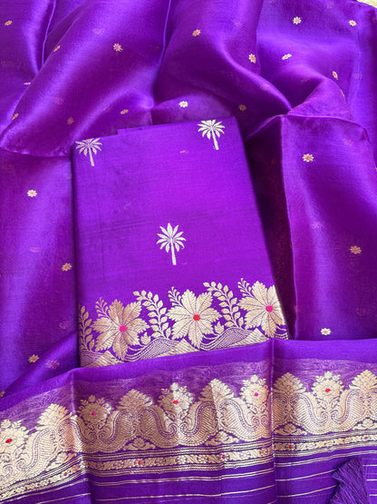 Purple Chiniya kadhwa silk suit set