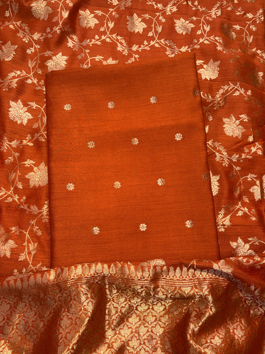 Rust moonga silk suit set
