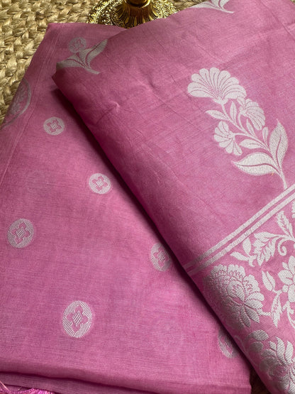 Pink lavender 3 piece full Jaal weaving cotton suit