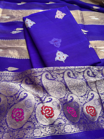 Purple kora kadhwa 3 piece suit set