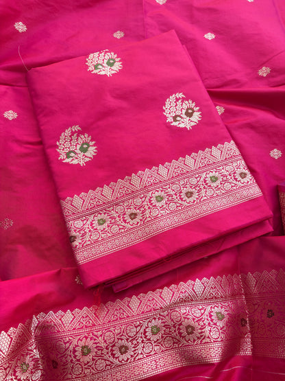 Pink katan by Katan silk kadhwa suit set