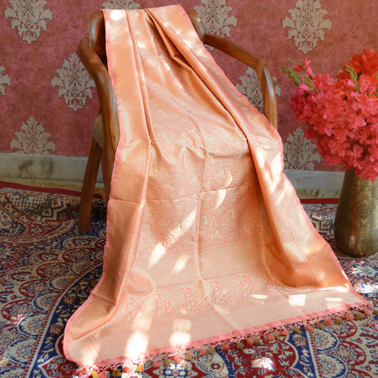 Peach Banarasi silk dupatta