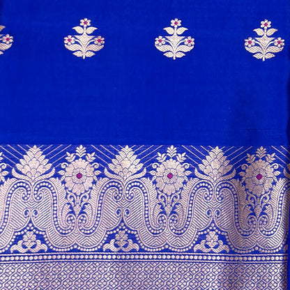 Blue green mango silk with kora dupatta suit set