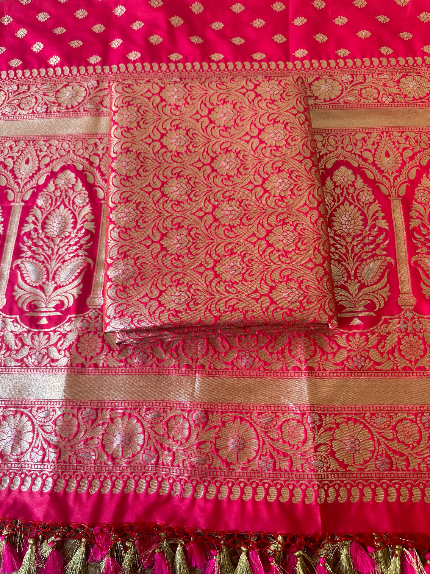 Rani pink mashru brocade suit set