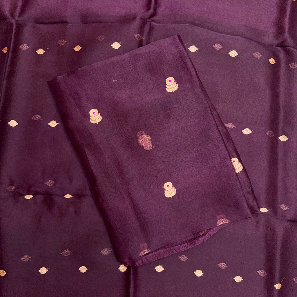 Wine kora suit with magenta shaded dupatta