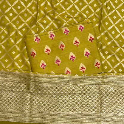 Lime green moonga silk suit set