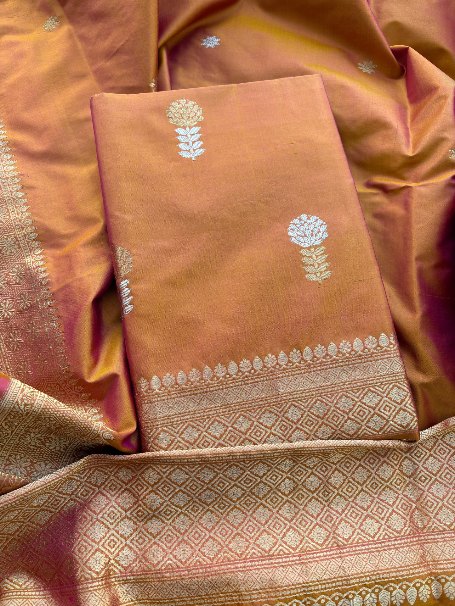 Rust katan by katan silk suit set