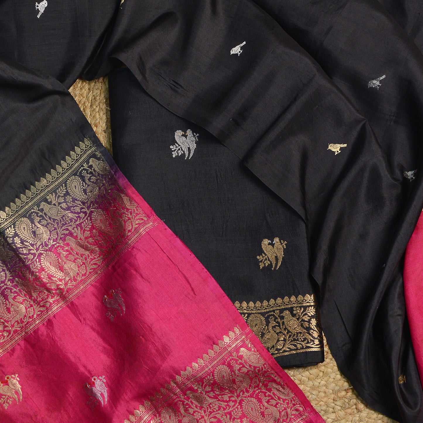 Black mango silk shaded dupatta suit set
