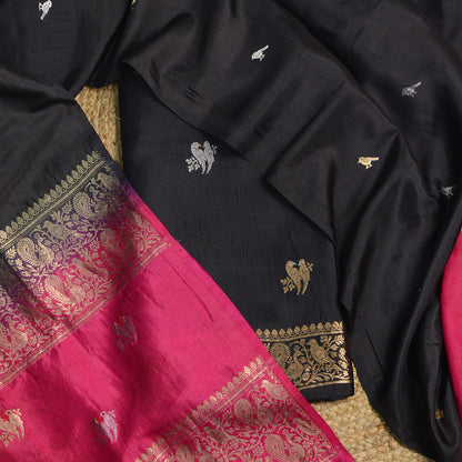 Black mango silk shaded dupatta suit set