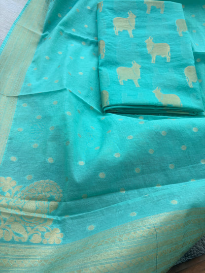 Turq figure design Chanderi designer suit set(87)