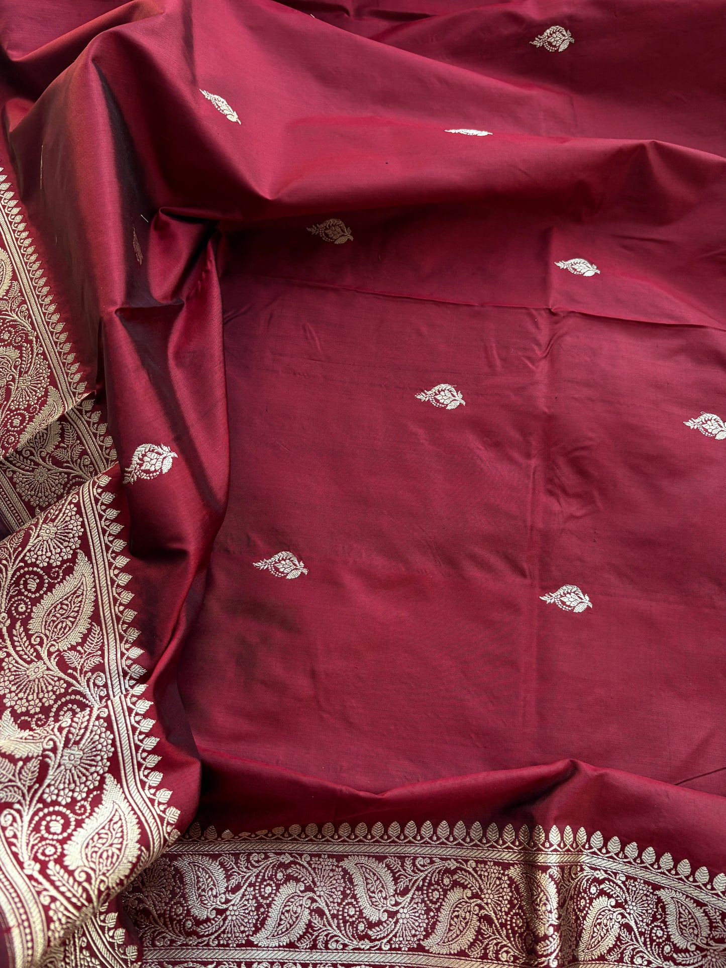 Maroon meenadar katan  kadhwa suit set