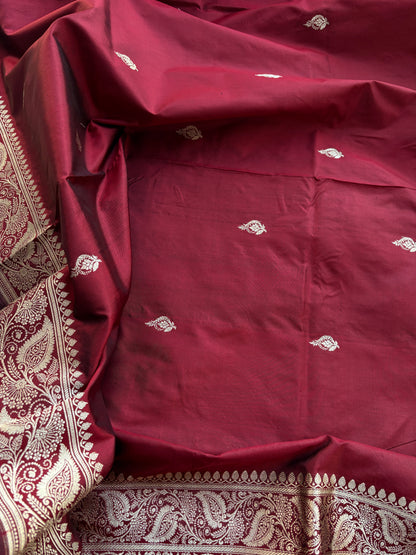 Maroon meenadar katan  kadhwa suit set