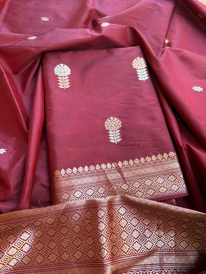 Maroon katan by katan kadhwa silk suit