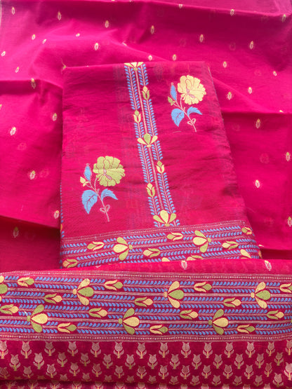 Red resham weaving flower design weaving suit set(91)