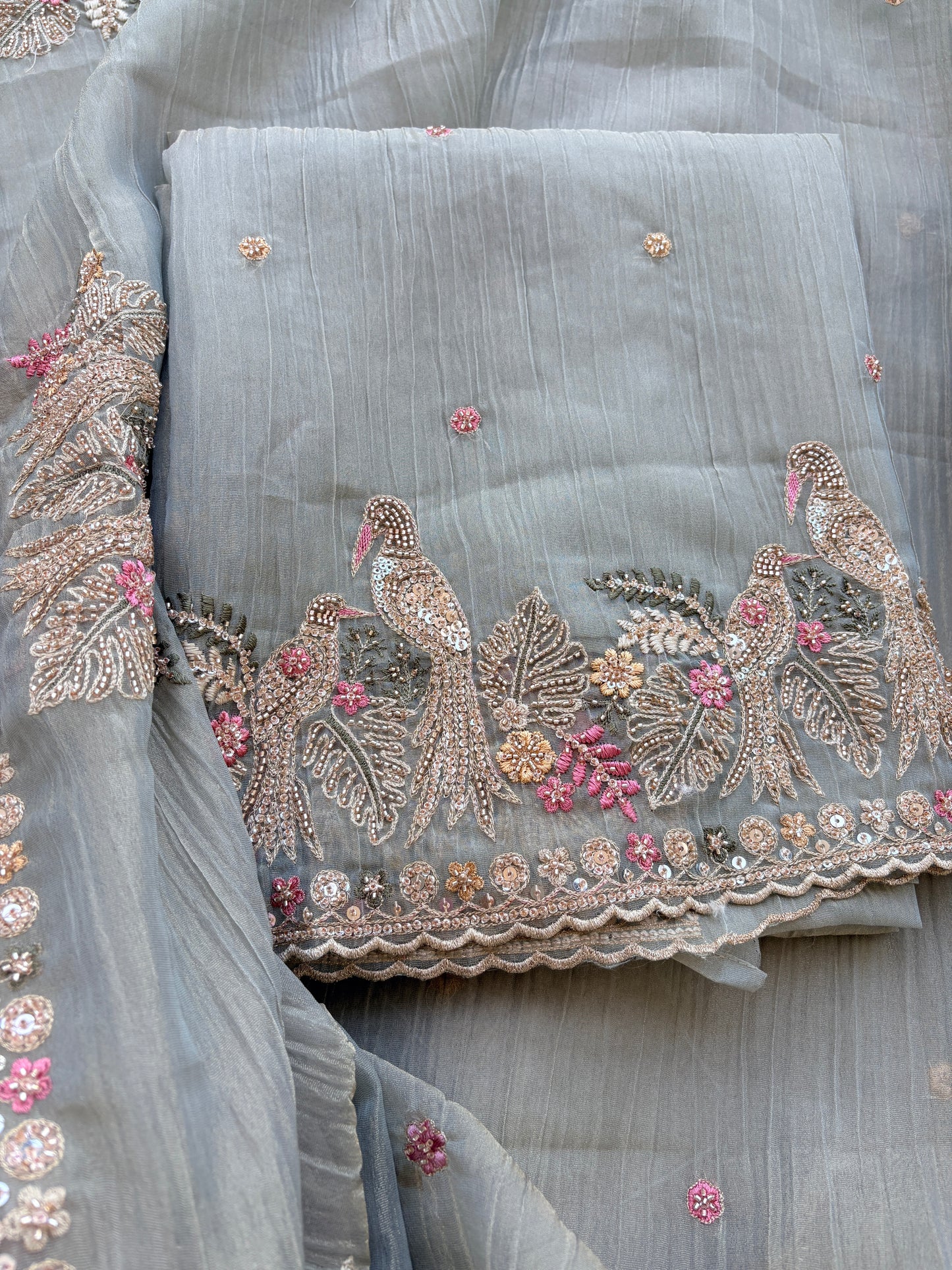 Sea blue hand embroidered Suit set