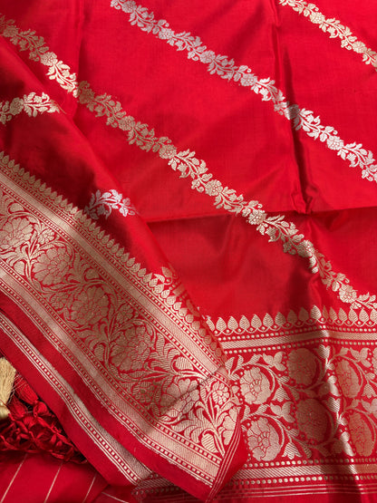 Red katan silk kadhwa dupatta