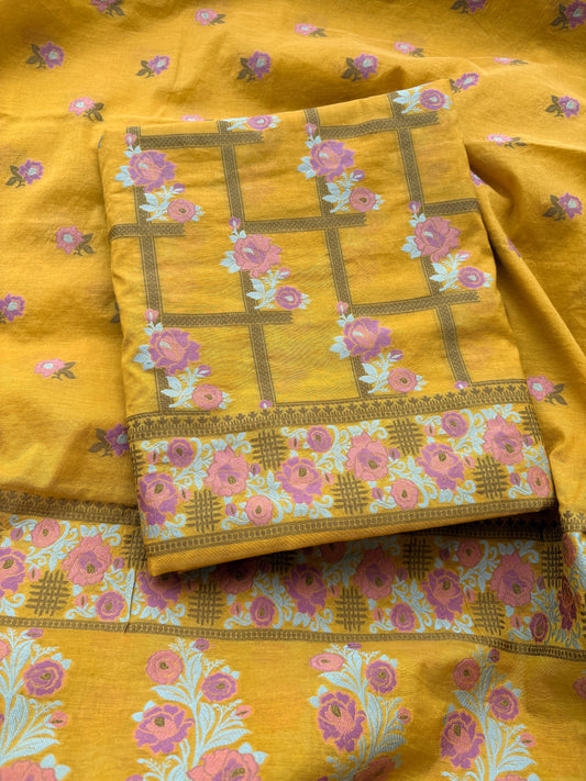 Mustard Resham weave meenadar mulchanderi suit set