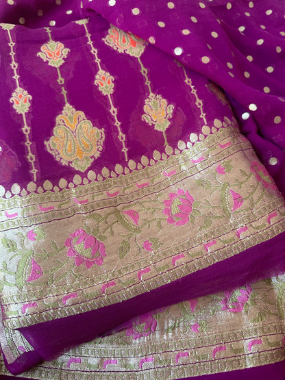 Magenta khaddi georgette Tilfi weaving 2 piece set