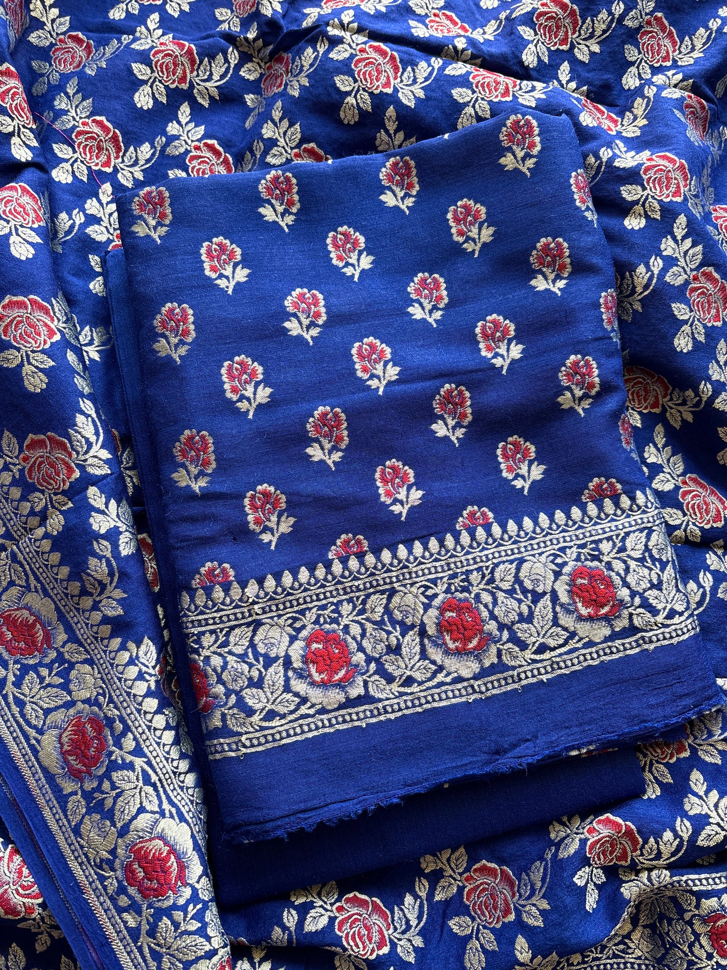 Blue moonga silk suit set
