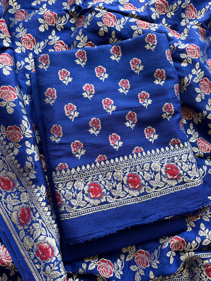 Blue moonga silk suit set