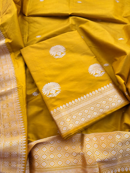 Mustard katan by katan silk suit set