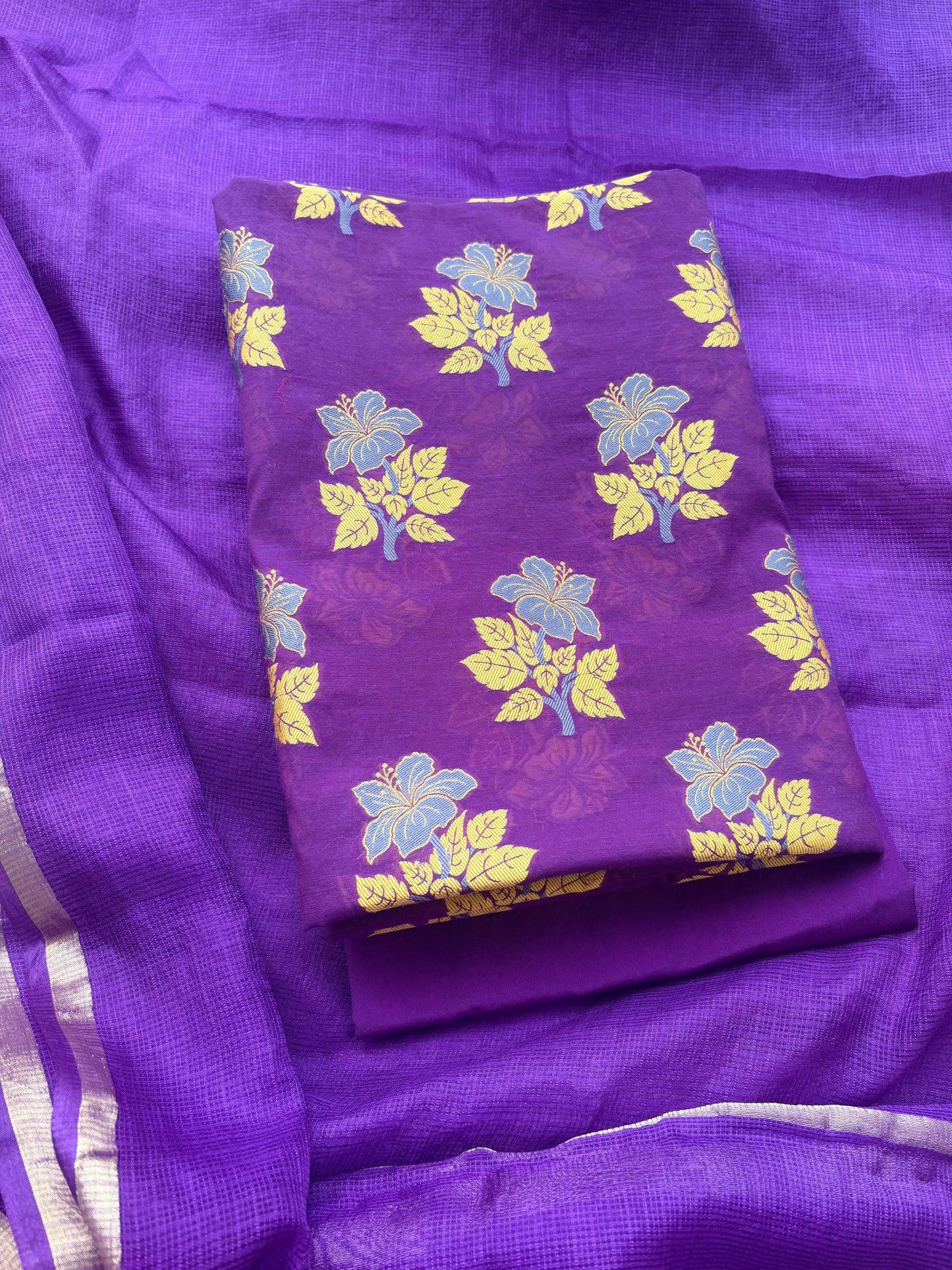 Purple Resham weaving suit with Kota Doria dupatta( Cc-04)