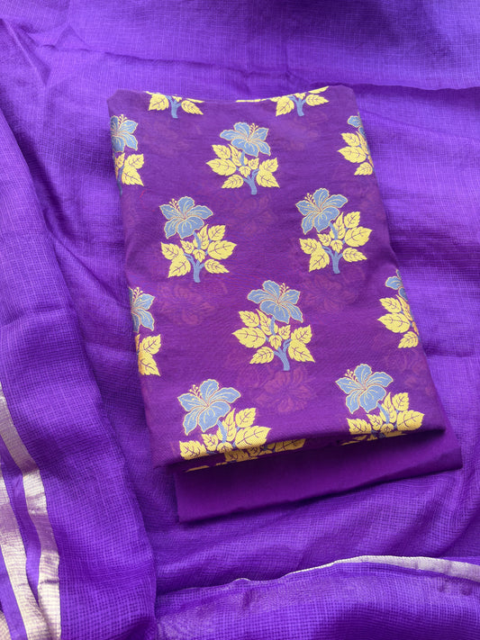Purple Resham weaving suit with Kota Doria dupatta( Cc-04)