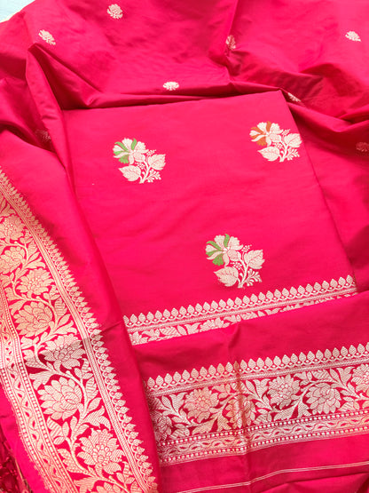 Red katan by katan silk meenadar suit set