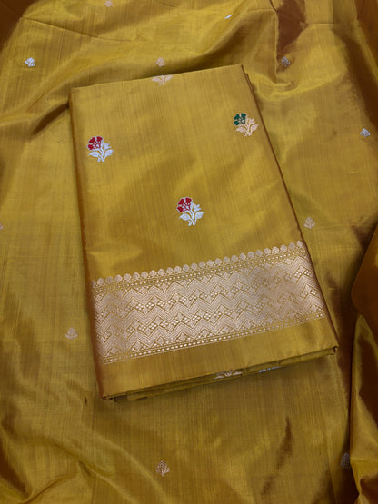 Mustard Katan by katan silk suit set