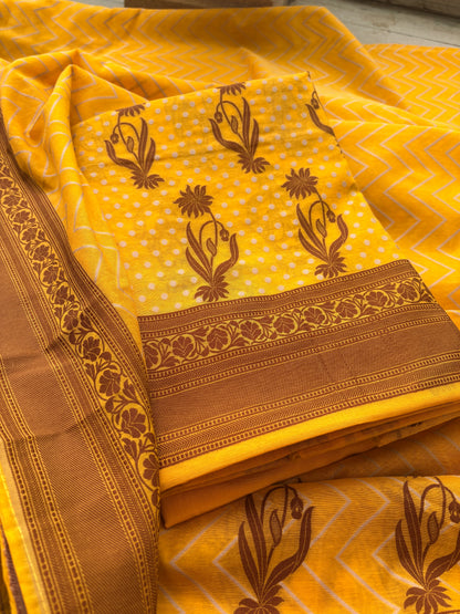 Mustard Resham weaving Chanderi suit set( cc-09)