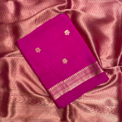 Pink mango silk suit with brocade silk dupatta