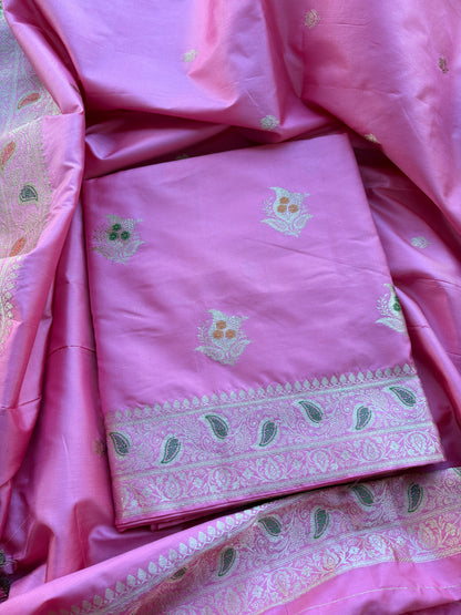 Pink katan by katan silk meenadar kadhwa suit set