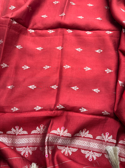 Maroon mango silk kadhwa 3 piece suit set