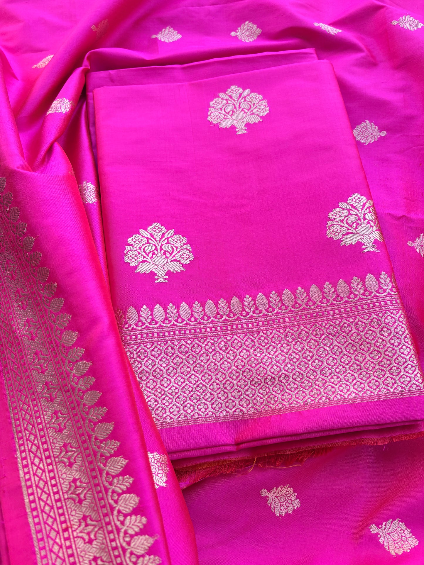 Pink katan by Katan silk kadhwa suit set