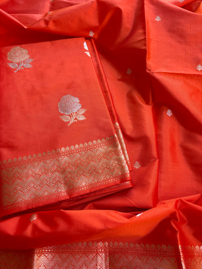 Orange Katan  by katan kadhwa silk Suit set