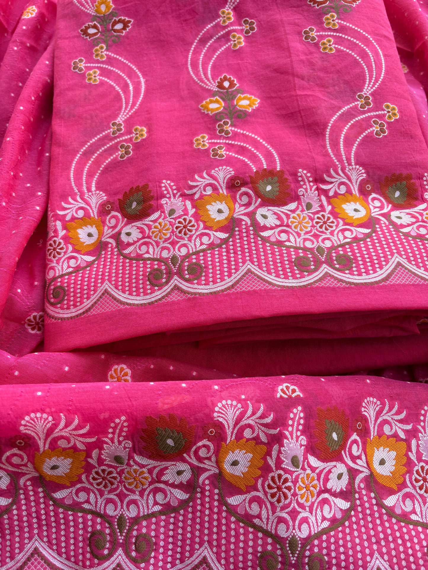 Pink Chanderi meenadar suit set