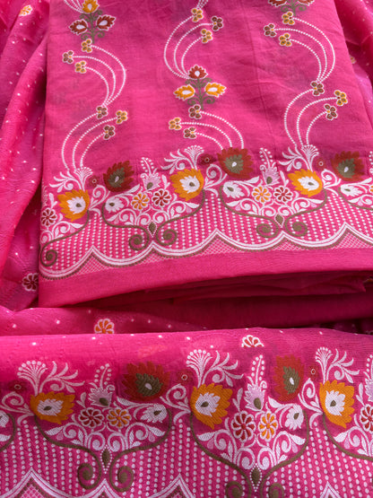 Pink Chanderi meenadar suit set