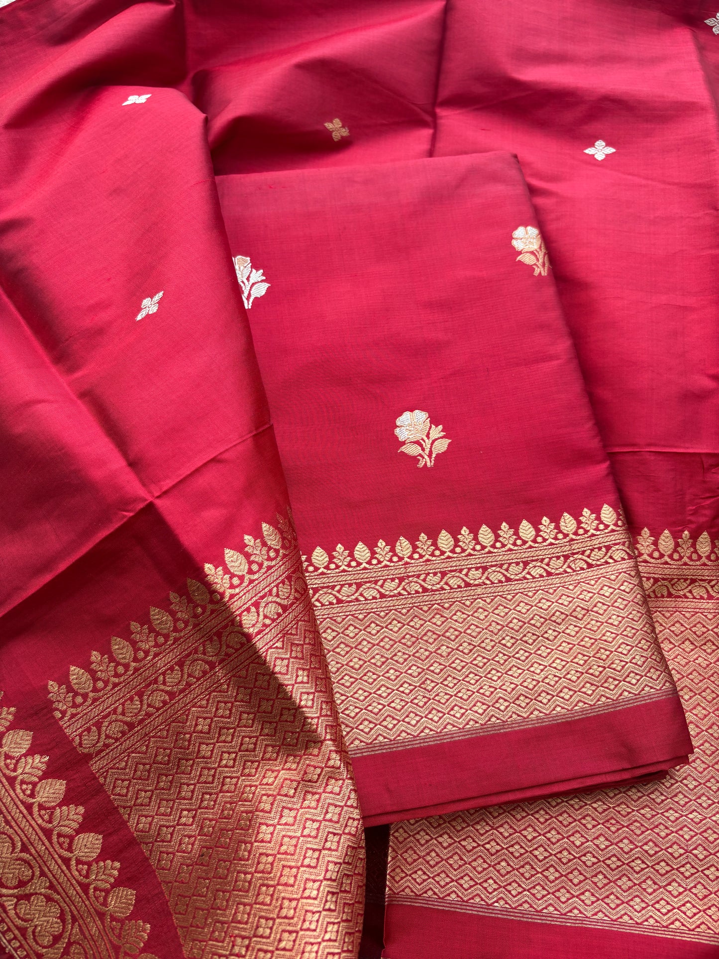 Red katan by katan silk suit set