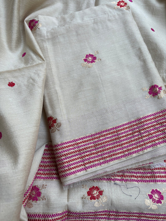 Cream moonga silk meenadar suit set