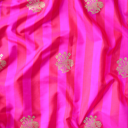 Pink katan silk  stripe fabric
