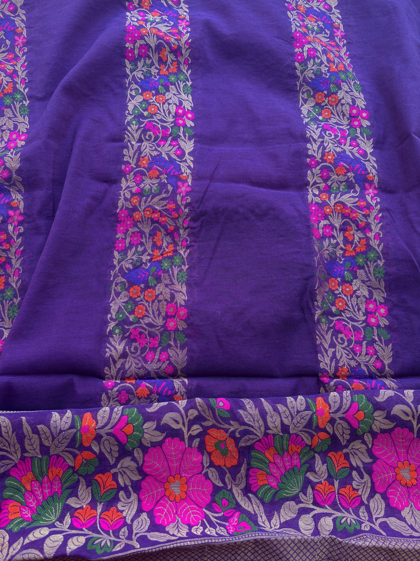 Purple peacock weaving Chanderi exclusive suit set